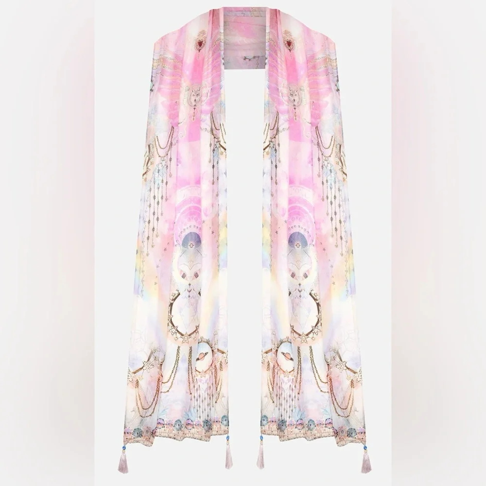 CAMILLA *Wings of Pegasus* pink celestial print silk scarf belt top headband